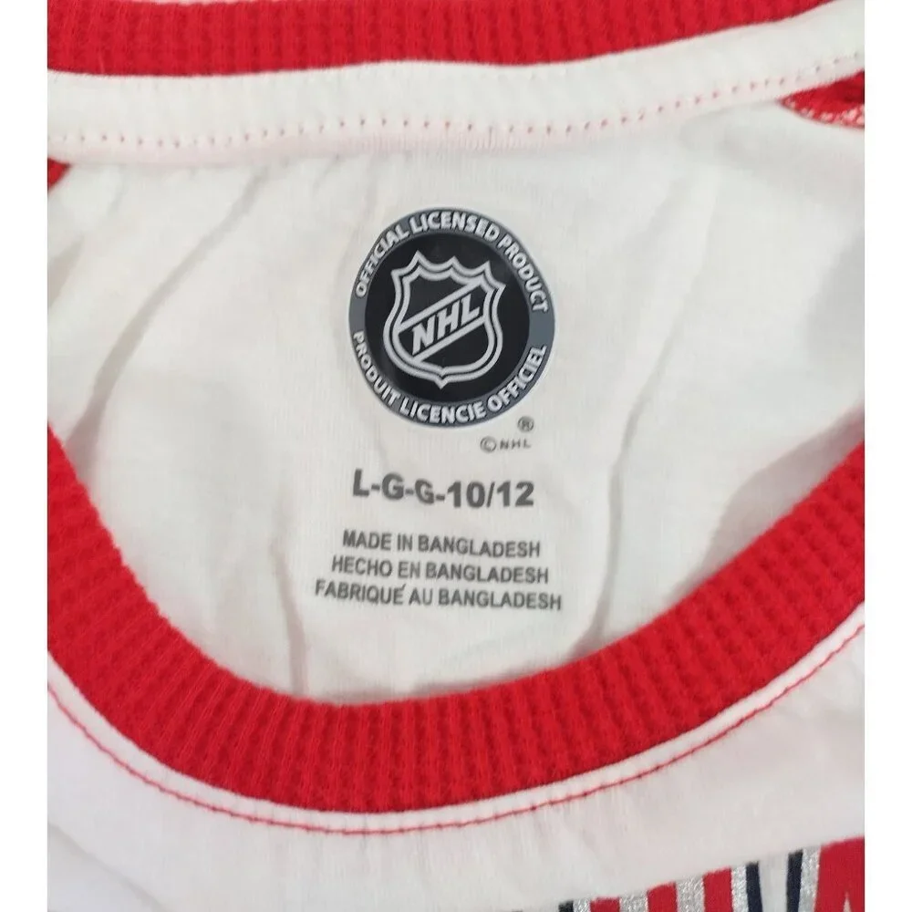 NHL Washington Capitals Youth Raglan Long Sleeve Tee Red White Size L 10/12
